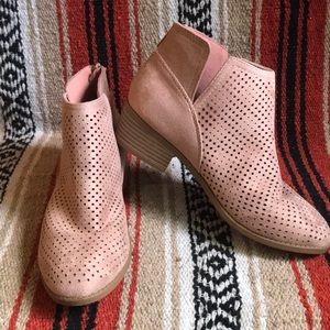 COPY - Light Pink Suede Zip-up Booties